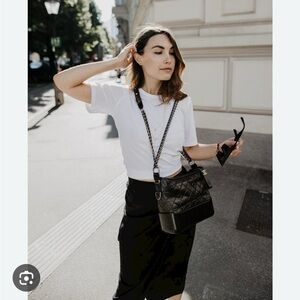 Chanel Aged Calfskin Quilted Medium Gabrielle Hobo Black with box and dust bag